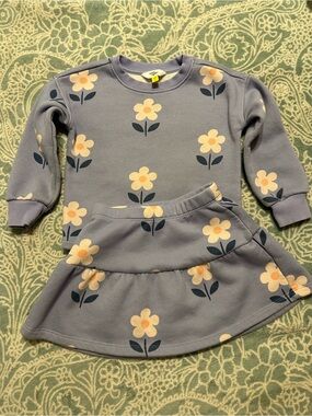 Rumi + Ryder Girls Sweatshirt Skirt Set XS (4/5) Purple Flowers